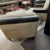 Leather and Cloth Armchairs with Ottoman back
