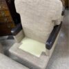 2 Leather and Cloth Armchairs with Ottoman