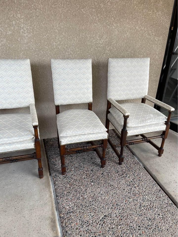 Set of 6 Vintage Dining Chairs captain chair