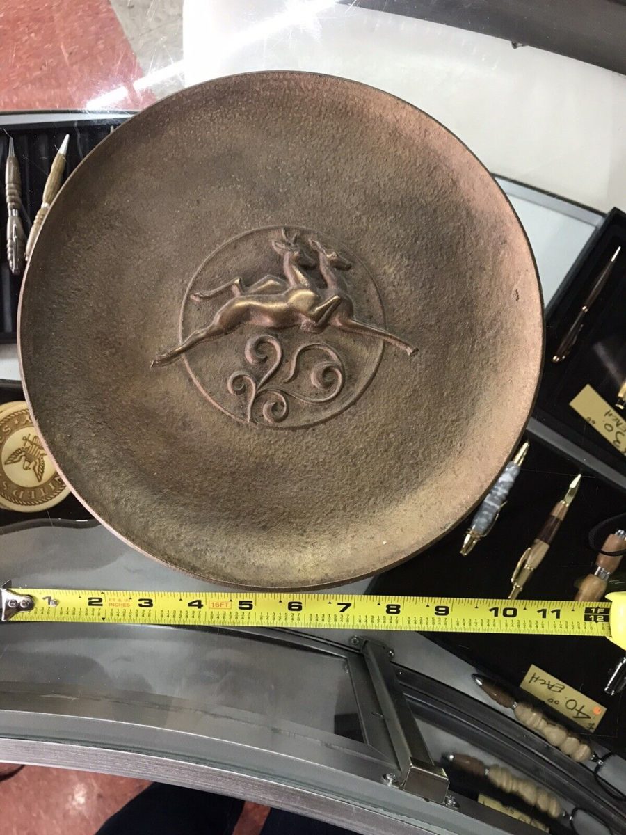 Solid Bronze 1930’s Art Deco Plate Solid Bronze 1930’s Art Deco Plate size