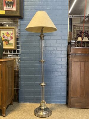 Brushed Nickel and Glass Lamp Set Brushed Nickel and Glass Lamp Set
