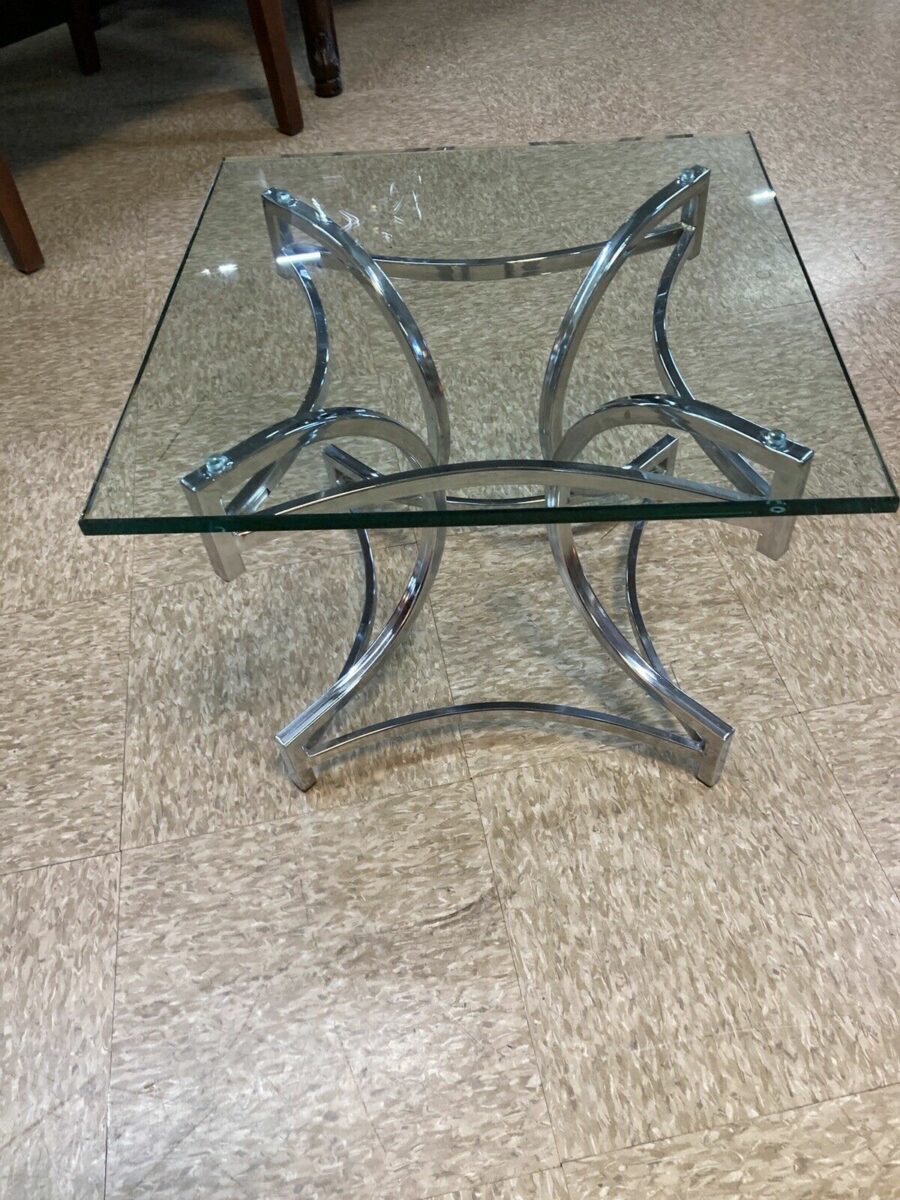 Chrome and Glass End Table