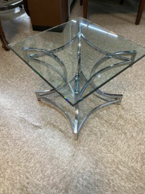Chrome and Glass End Table