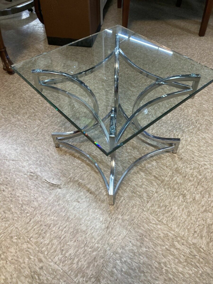 Chrome and Glass End Table