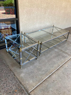 Maison Jansen Brass and Chrome Coffee Table (End Table Sold) Maison Jansen Brass and Chrome Coffee Table (End Table Sold)