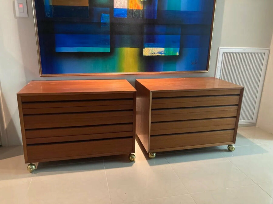 2 Mid century teak tables, nightstands or 4 drawer small dressers