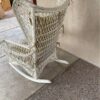 White Wicker Rocker with Magazine Holder Armrest back