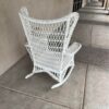 White Wicker Rocker with Magazine Holder Armrest back