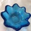 Blenko Turquoise Blue Lotus Glass Bowl