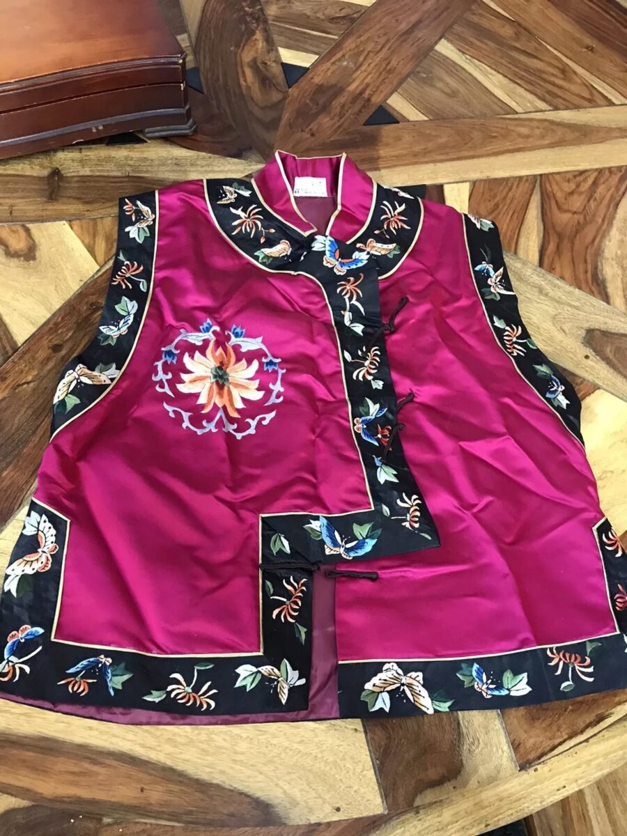 Bright Pink Silk Chinese Vest Bright Pink Silk Chinese Vest