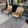 Pollock Leather Rolling Chairs angle Charles Pollock Leather Rolling Chairs