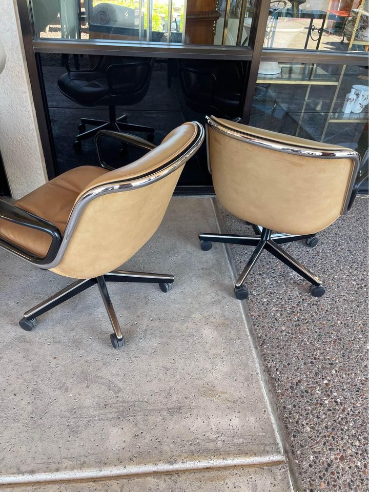Pollock Leather Rolling Chairs back Charles Pollock Leather Rolling Chairs