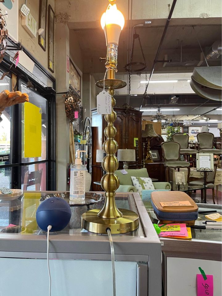 Ralph Lauren Gold table lamp lit Ralph Lauren Gold Table Lamp