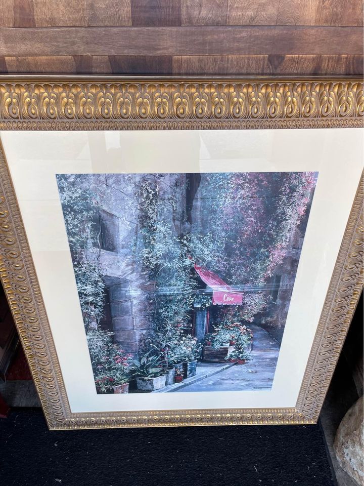Scenic Prints with Gold Wood Frames cafe print Scenic Prints with Gold Wood Frames