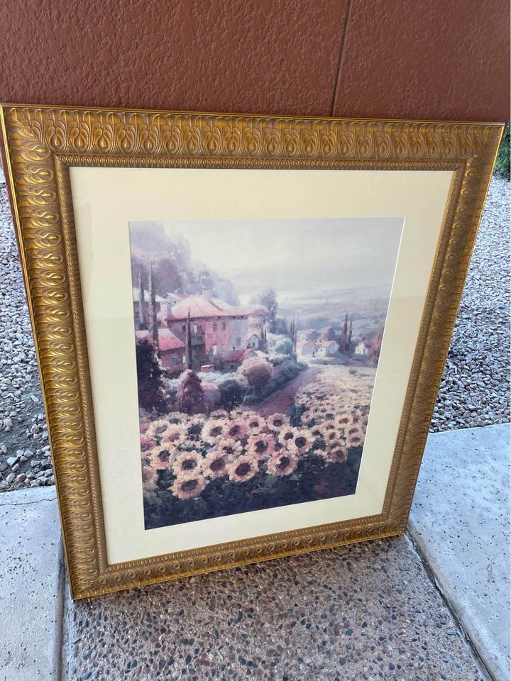 Scenic Prints with Gold Wood Frames sunflowers print Scenic Prints with Gold Wood Frames