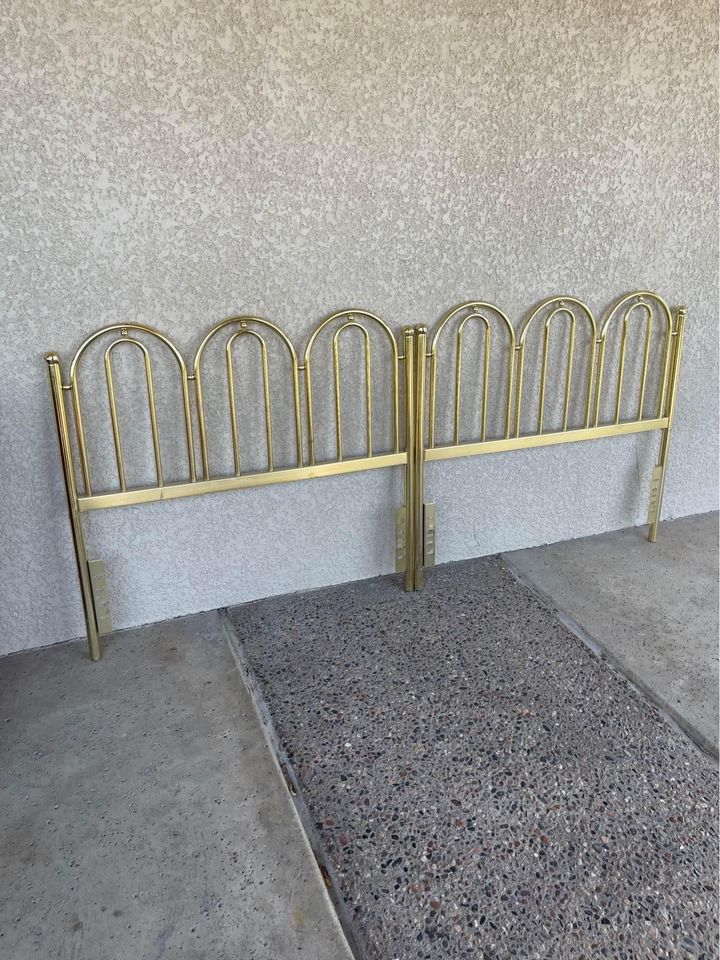 Two Twin Size Brass Headboards