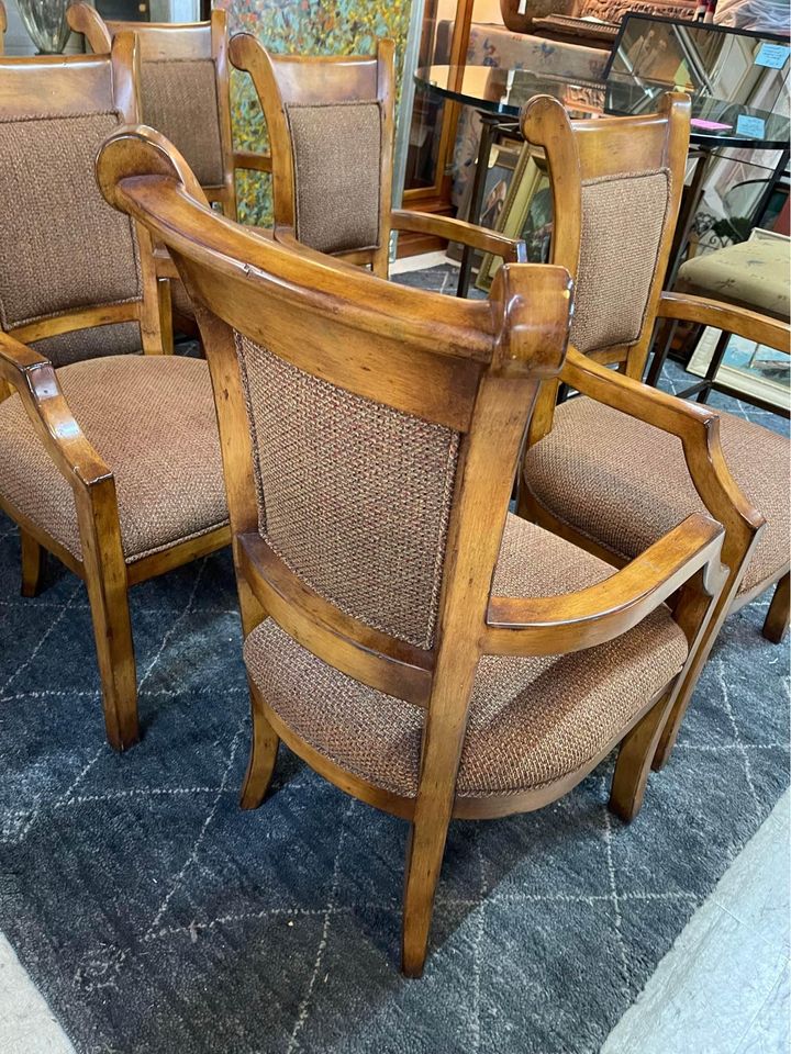 Wood and Fabric Dining Chairs - 2 left