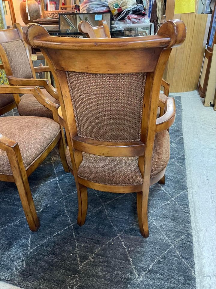 Wood and Fabric Dining Chairs - 2 left