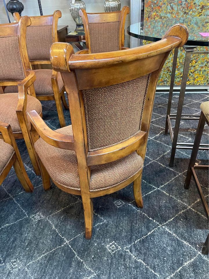 Wood and Fabric Dining Chairs - 2 left