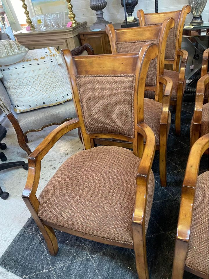 Wood and Fabric Dining Chairs - 2 left