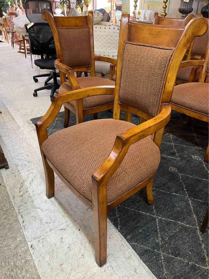 Wood and Fabric Dining Chairs - 2 left