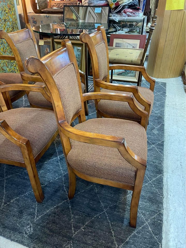 Wood and Fabric Dining Chairs - 2 left