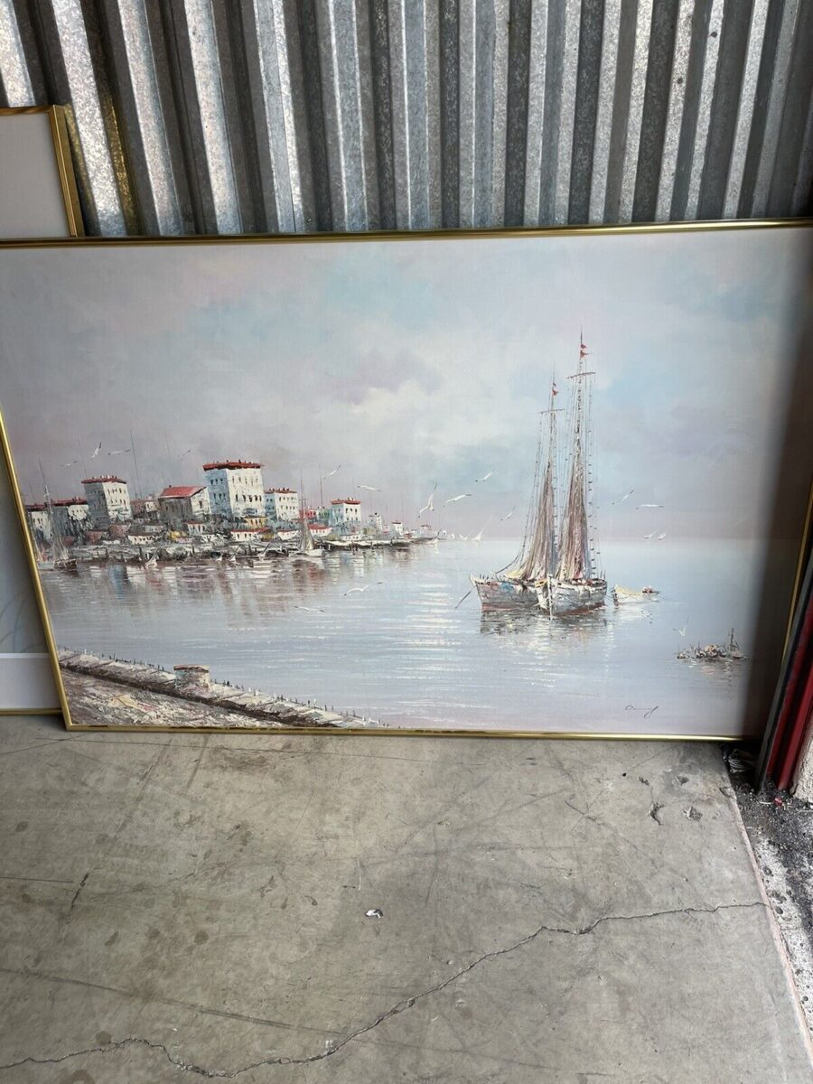 large original oil paintings on canvas signed boats Large Original Oil Paintings on Canvas Signed