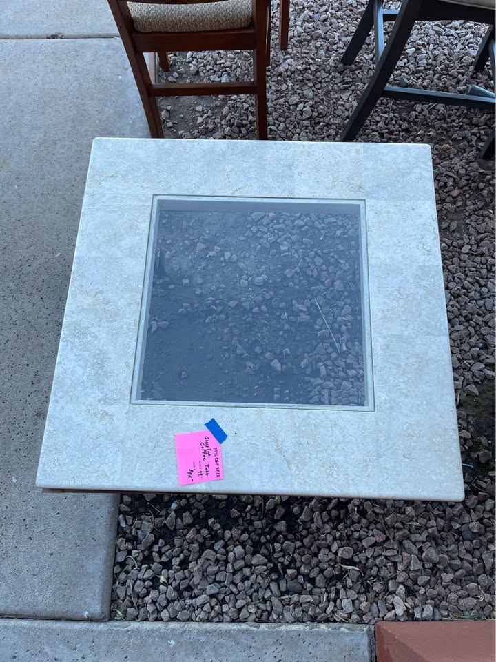 Square Coffee Table with Iron and Stone top Square Coffee Table with Iron and Stone