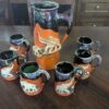 Japanese Sumida Gawa Pitcher and Mugs Set