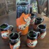 Japanese Sumida Gawa Pitcher and Mugs Set
