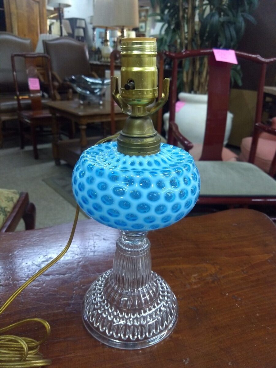 Vintage Blue Honeycomb Lamp
