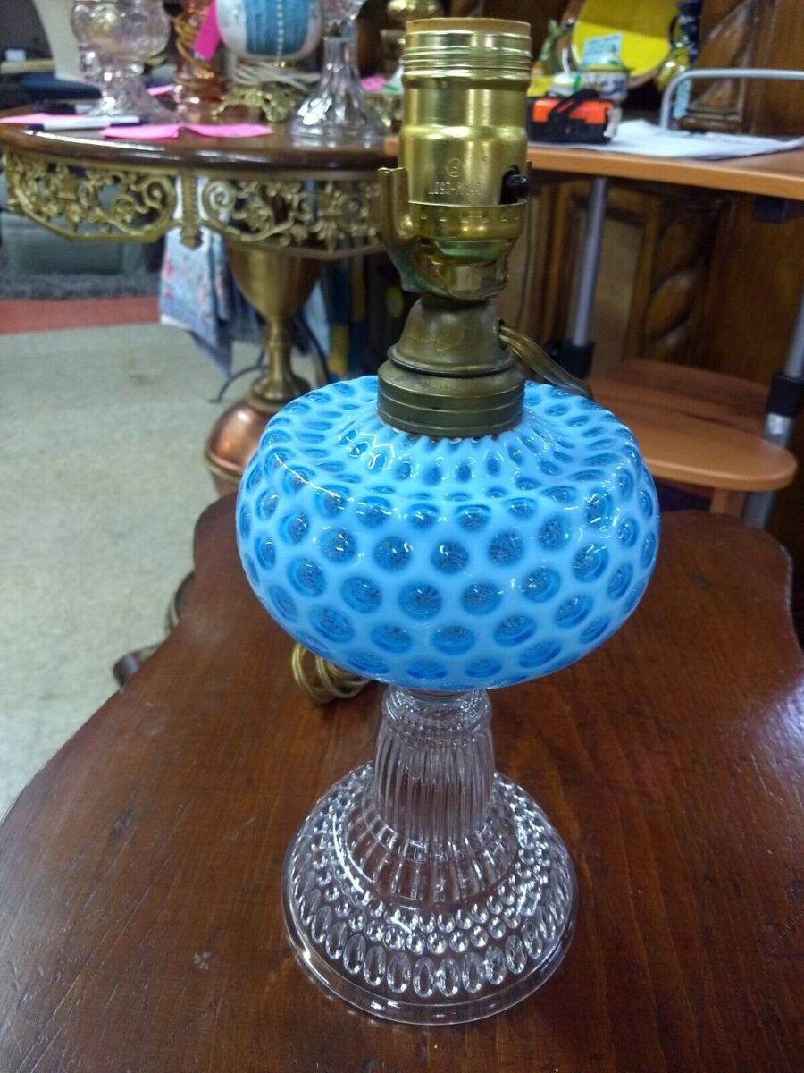 Vintage Blue Honeycomb Lamp