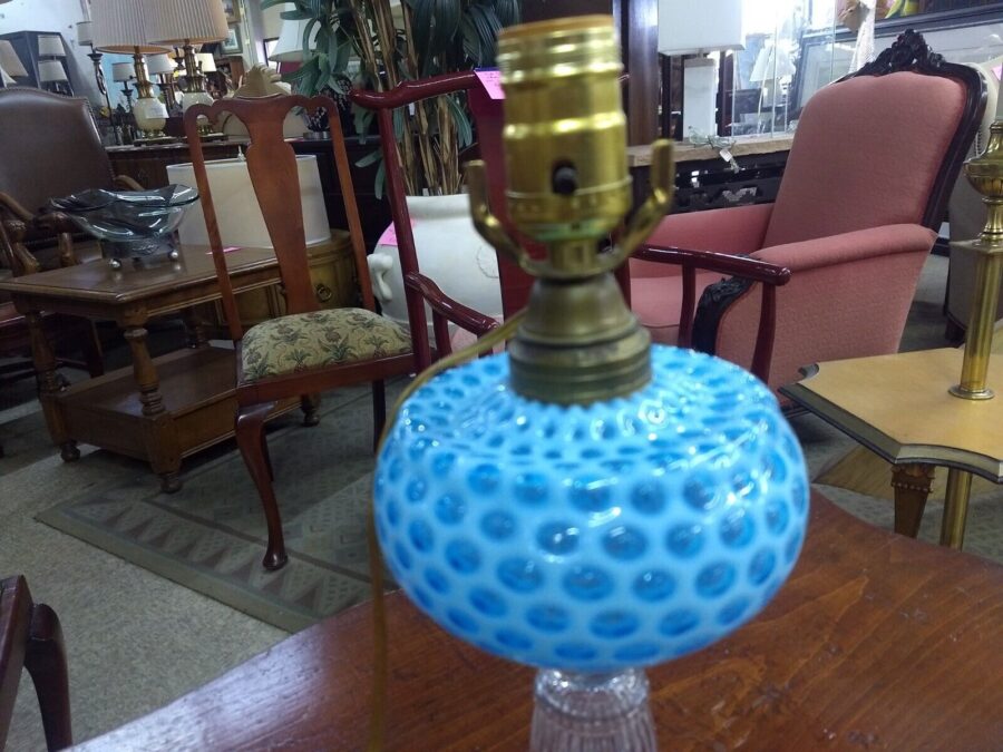 Vintage Blue Honeycomb Lamp