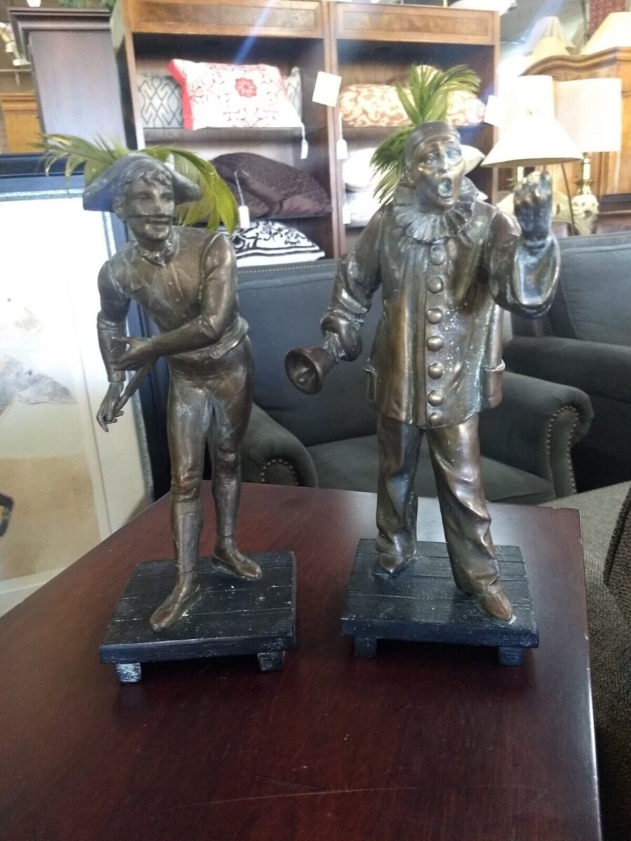 Antique Art Deco cast Figurines - "Call to the Theatre"