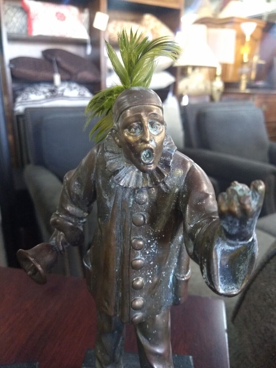 Antique Art Deco cast Figurines - "Call to the Theatre"