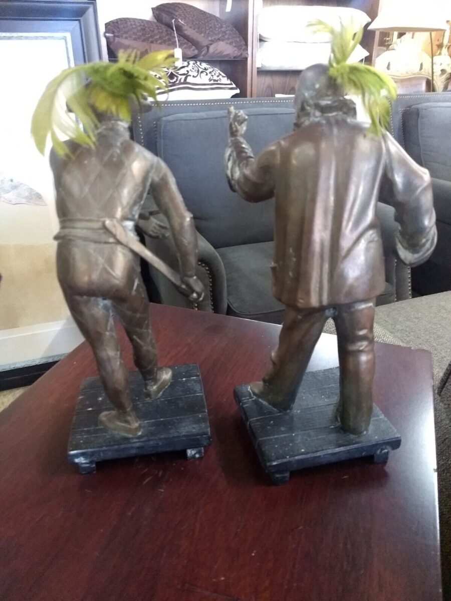 Antique Art Deco cast Figurines - "Call to the Theatre"