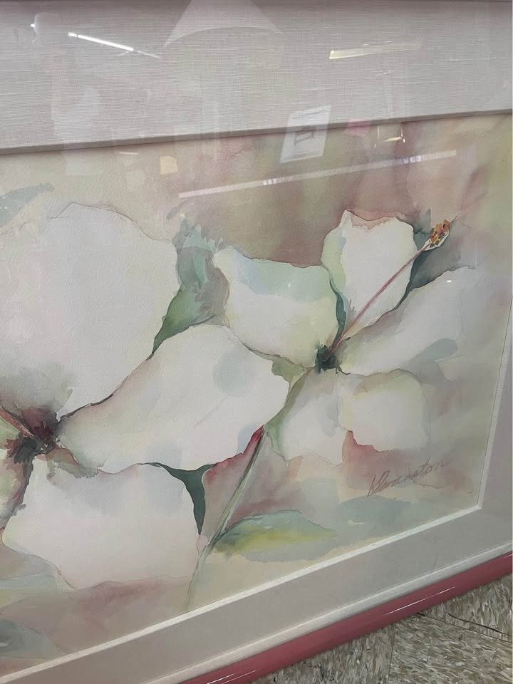Large Vintage Floral Watercolor