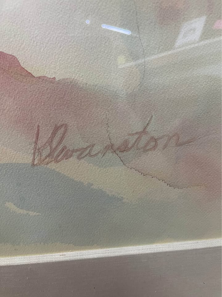 Large Vintage Floral Watercolor