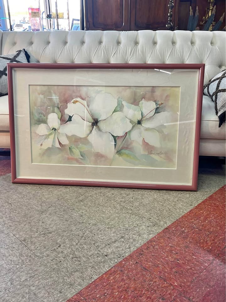 Large Vintage Floral Watercolor