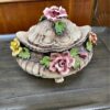 Vintage Capodimonte Footed Oval Tureen with Flowers