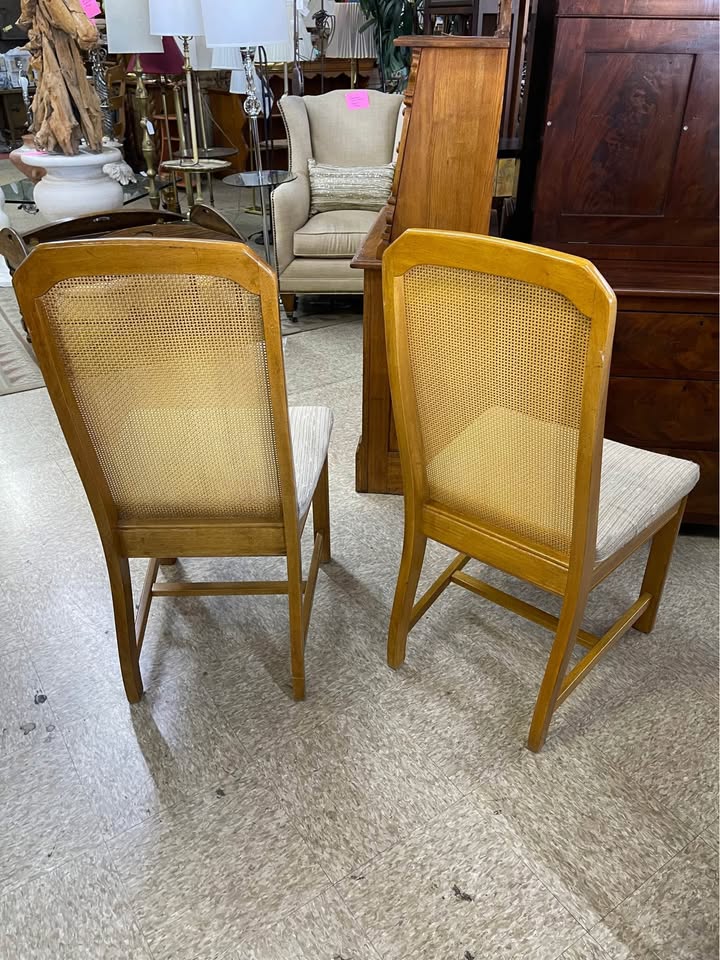 Pair of Mid-Century Cane Back Chairs backs Pair of Mid-Century Cane Back Chairs