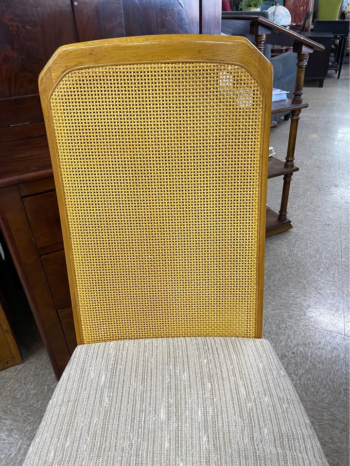 Pair of Mid-Century Cane Back Chairs seat back Pair of Mid-Century Cane Back Chairs
