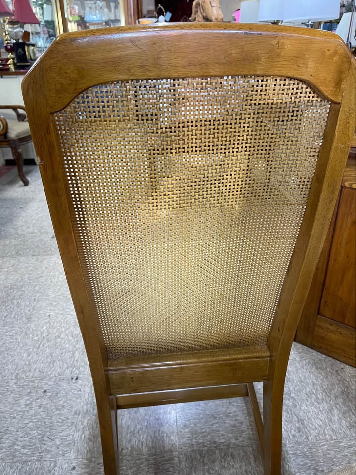 Pair of Mid-Century Cane Back Chairs single back Pair of Mid-Century Cane Back Chairs