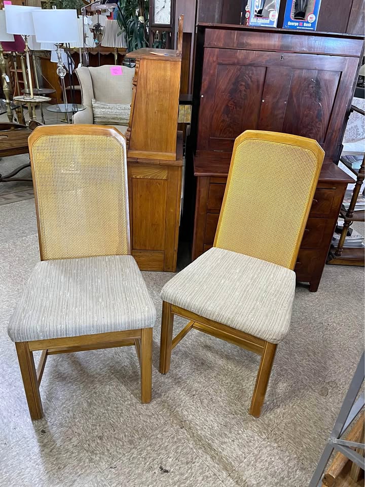 Pair of Mid-Century Cane Back Chairs Pair of Mid-Century Cane Back Chairs