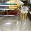 Modern Glass Acrylic and Brass End Table knob Modern Glass and Brass End Table