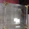 Modern Glass Acrylic and Brass End Table top 2 Modern Glass and Brass End Table