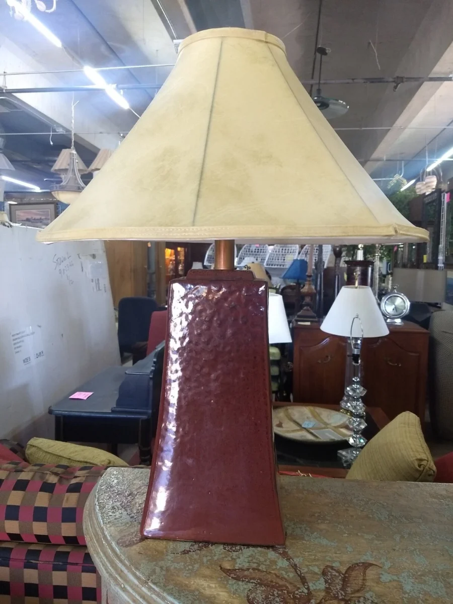 Oxblood Lamp with Shade - Three Hands Corp