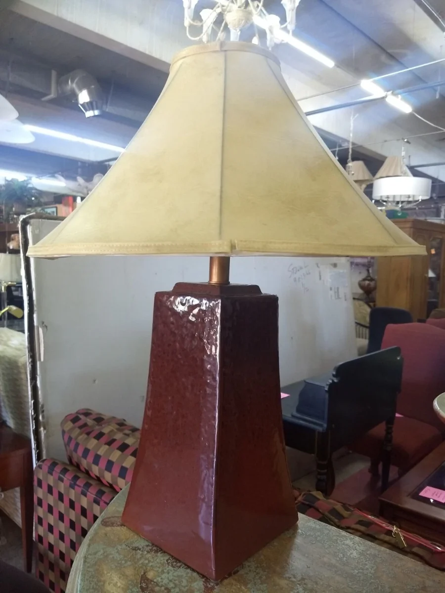 Oxblood Lamp with Shade - Three Hands Corp