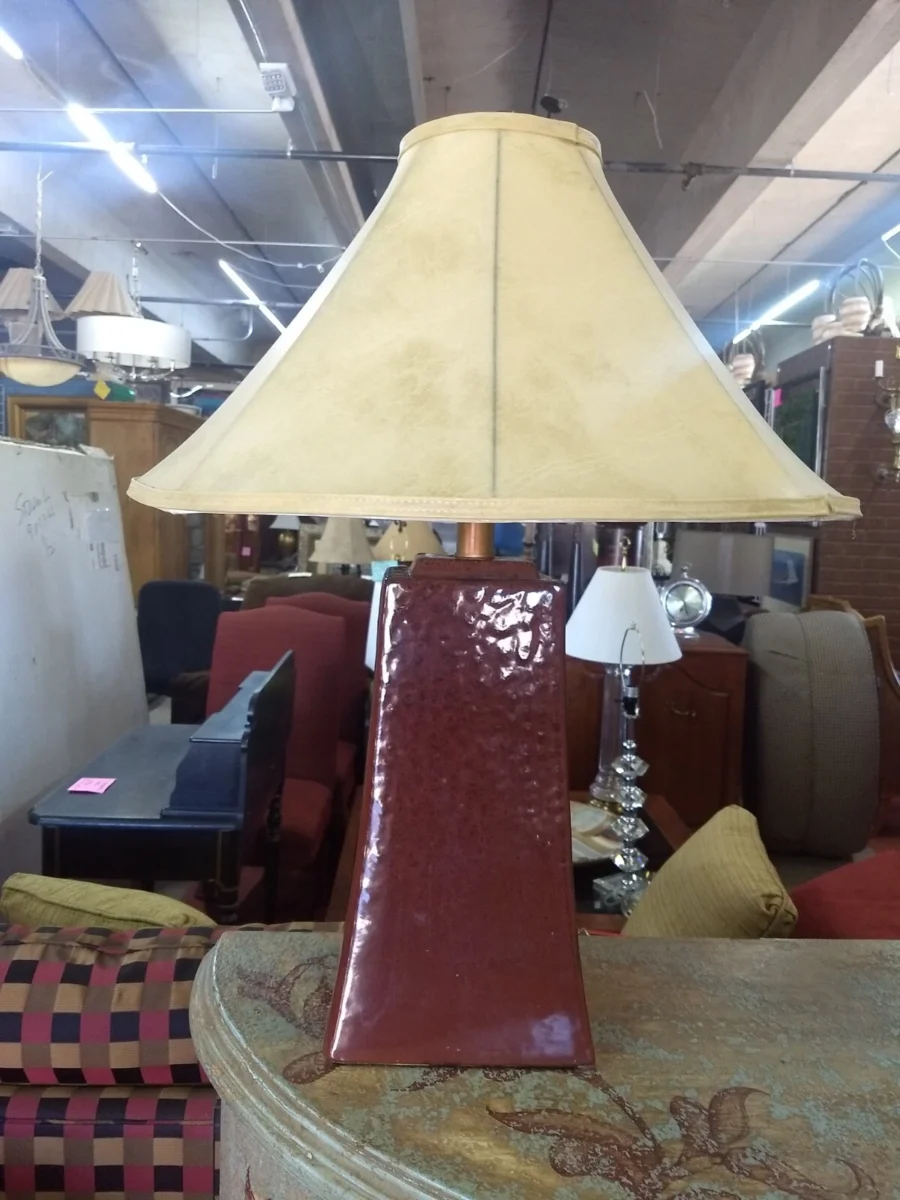 Oxblood Lamp with Shade - Three Hands Corp