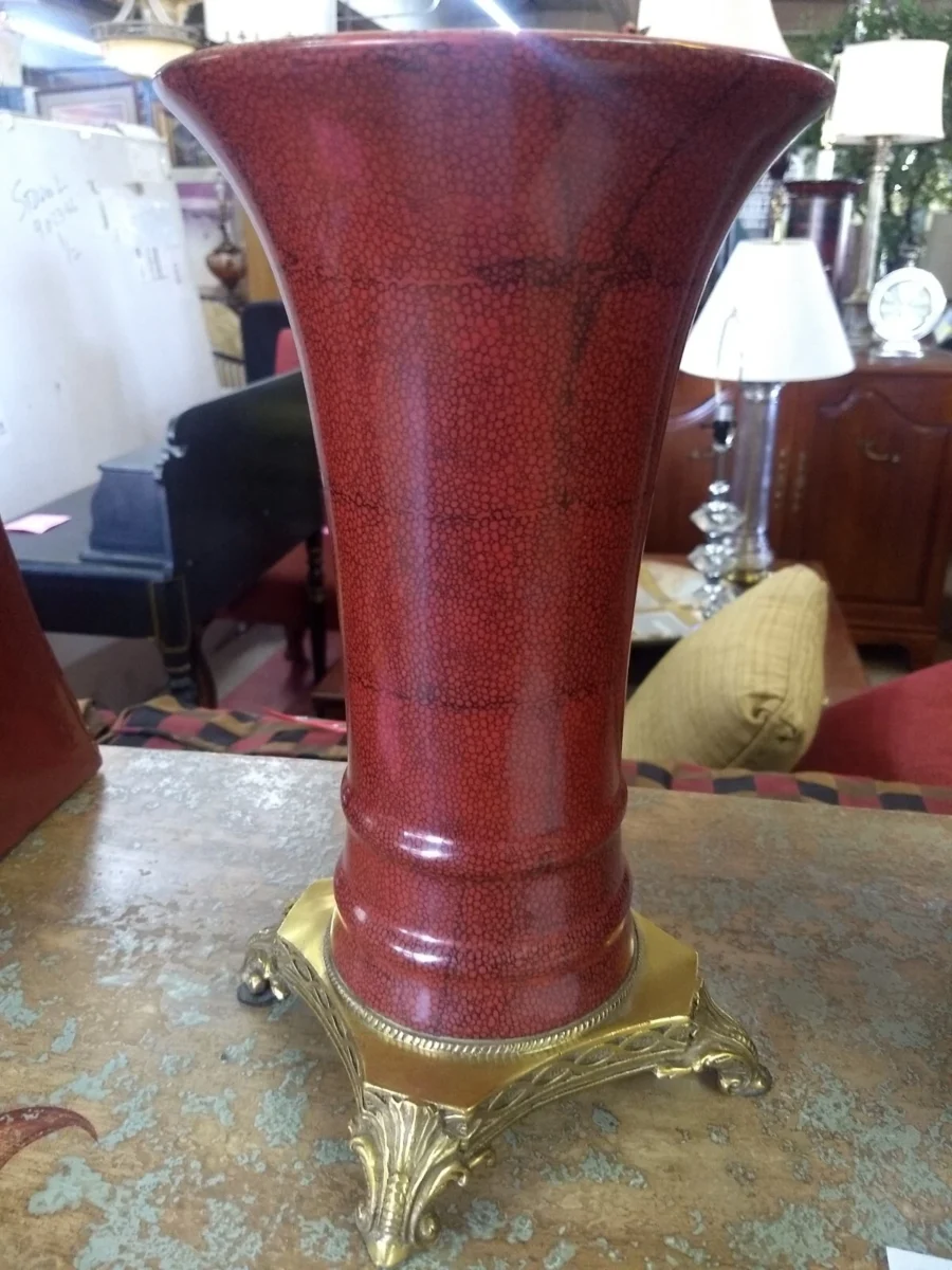 Oxblood Vase with Brass Base
